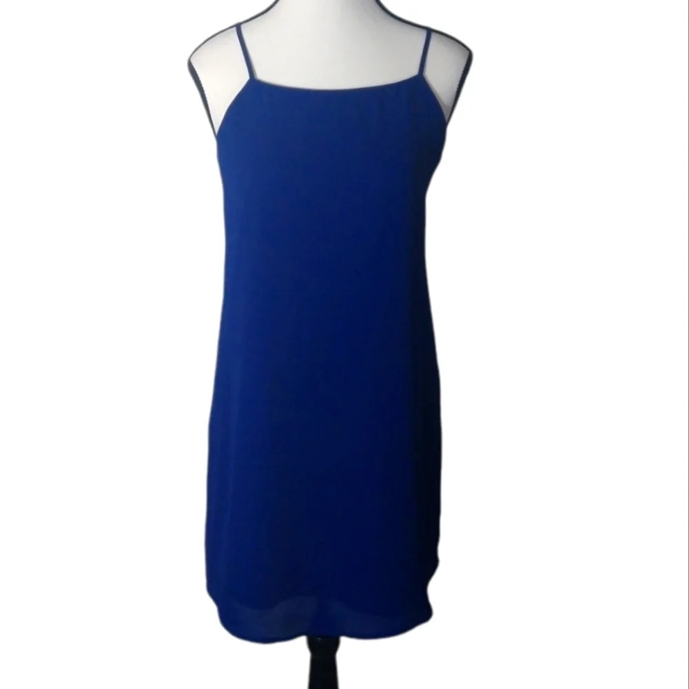 Naked Zebra Y2K‎ style tie back blue mini slip dress Women's size Small